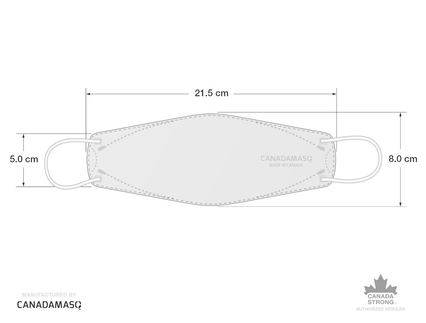 dimensions of canada strong masq CA-N95 blue respirator mask